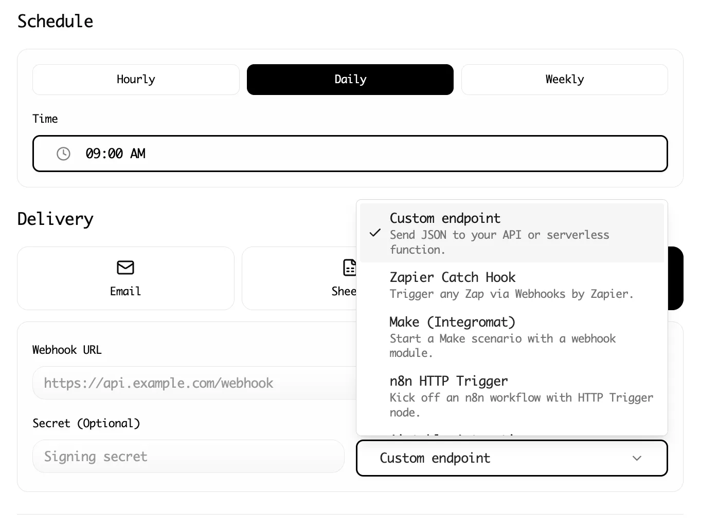 Lection integration options